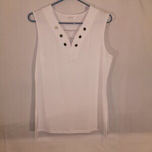 Cleo Ladies Size Small Sleeveless V-neck White Excellent Condition Tank Top